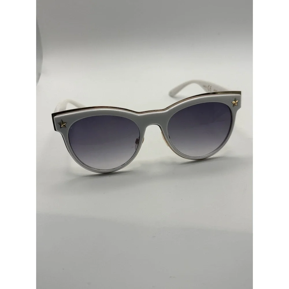 Betsey‎ Johnson White Gold Star Studded Cat Eye Sunglasses SR0422 Gradient Lens